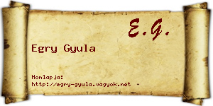 Egry Gyula névjegykártya